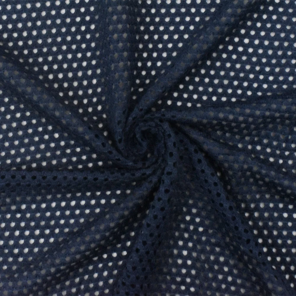 1 YD PC-Navy Blue Solid Stretch Spandex Polyester Athletic Mesh Knit Fabric