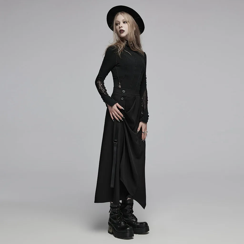 3D wave edge Lace splicing Long Sleeve T-shirt OPT-855DQF