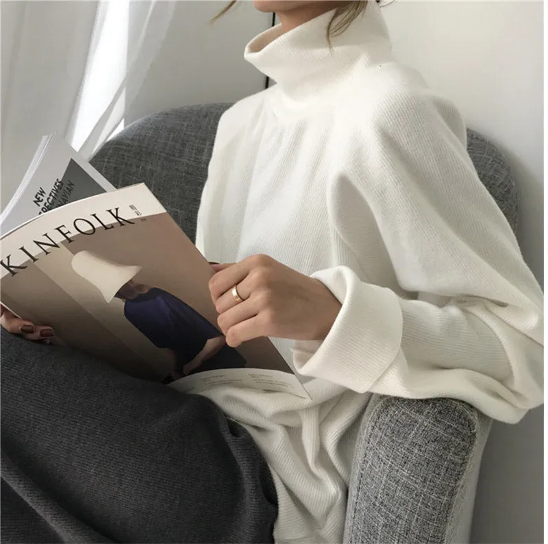 AECU1 Turtleneck Knitted Jumper Sweater Casual Pullover