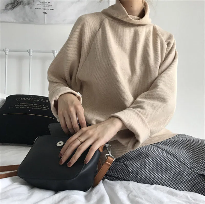 AECU1 Turtleneck Knitted Jumper Sweater Casual Pullover