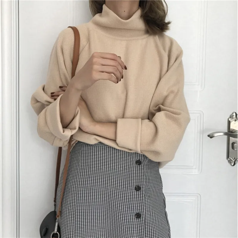AECU1 Turtleneck Knitted Jumper Sweater Casual Pullover
