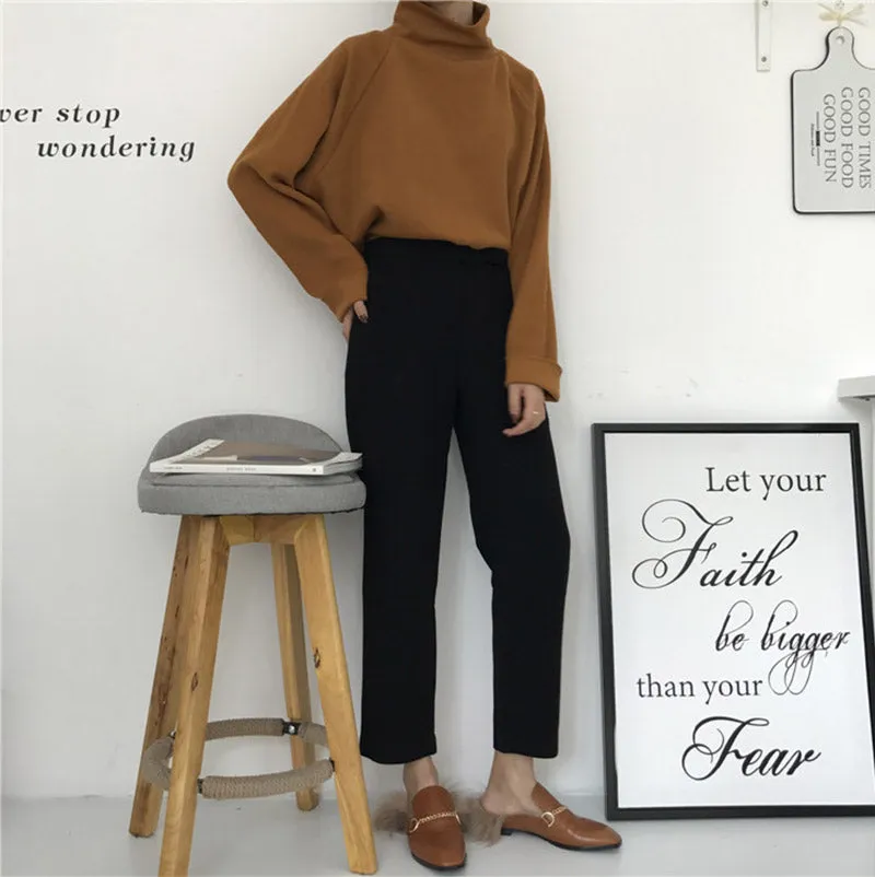 AECU1 Turtleneck Knitted Jumper Sweater Casual Pullover