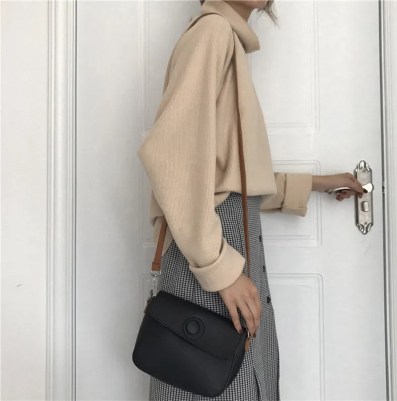 AECU1 Turtleneck Knitted Jumper Sweater Casual Pullover
