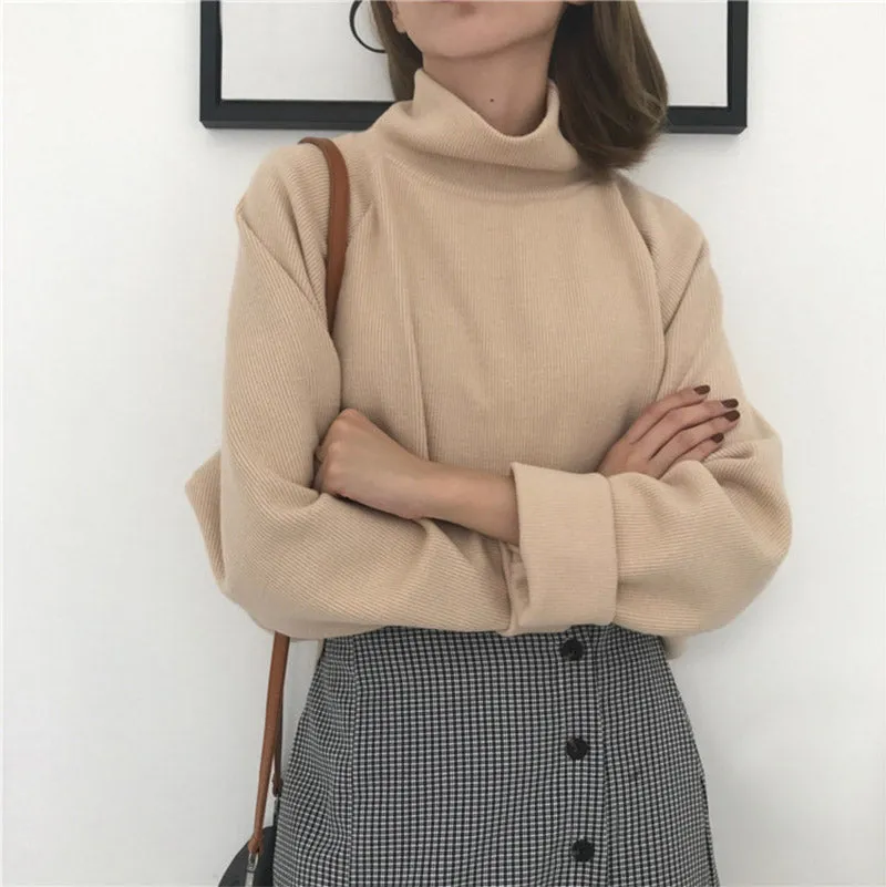 AECU1 Turtleneck Knitted Jumper Sweater Casual Pullover