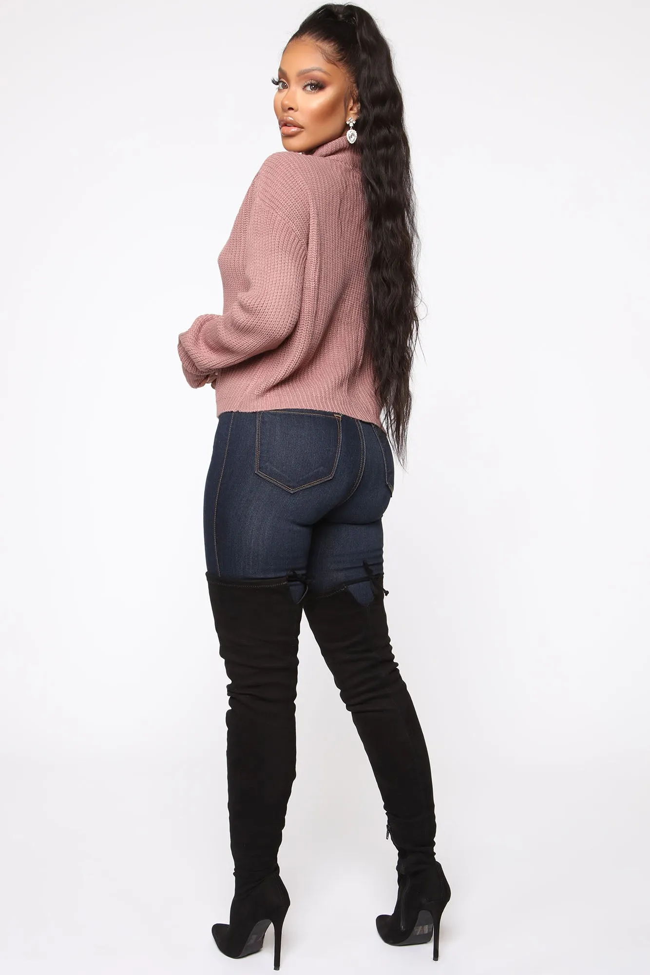 Better Than You Know Quarter Zip Sweater - Mauve