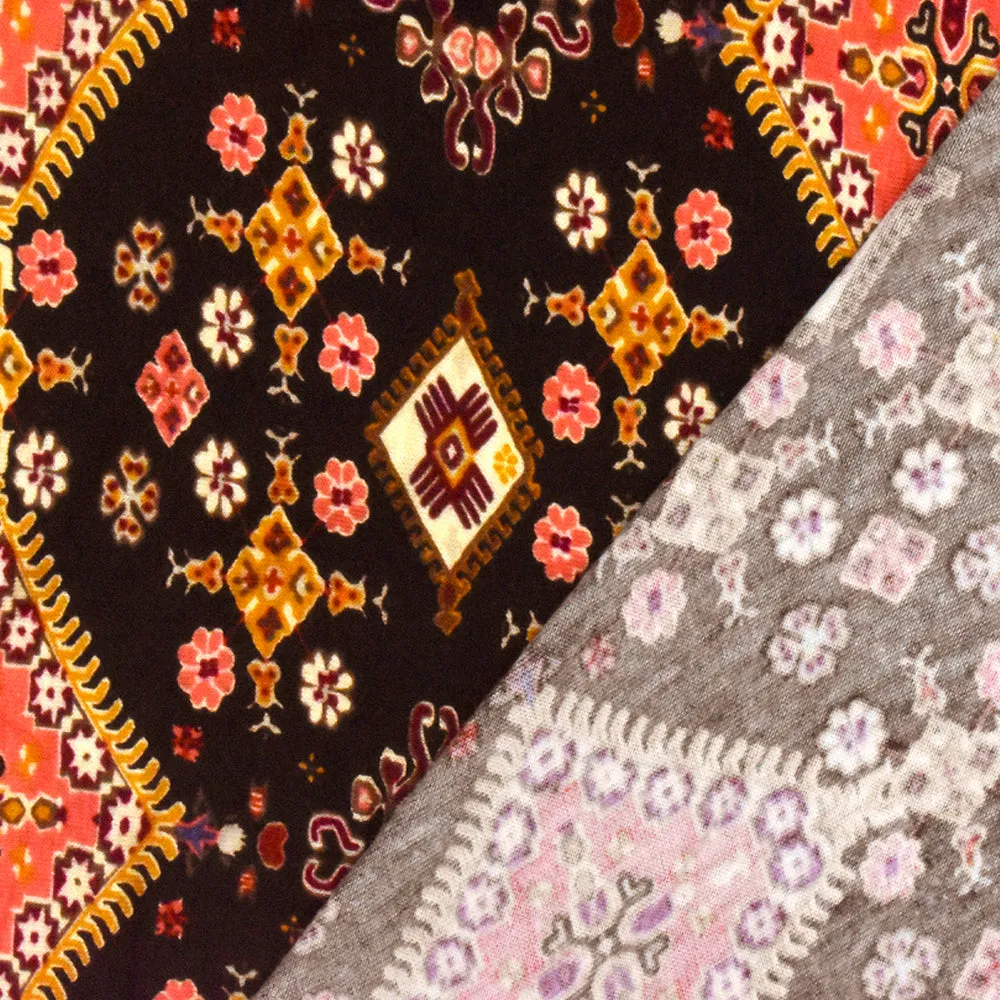 Black-Brown-Multi Cheetah Printed Stretch Mesh Lace Knit Fabric
