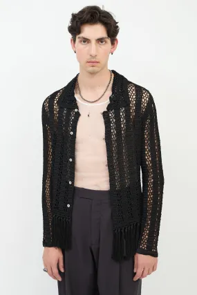 Black Crochet Fringe Shirt