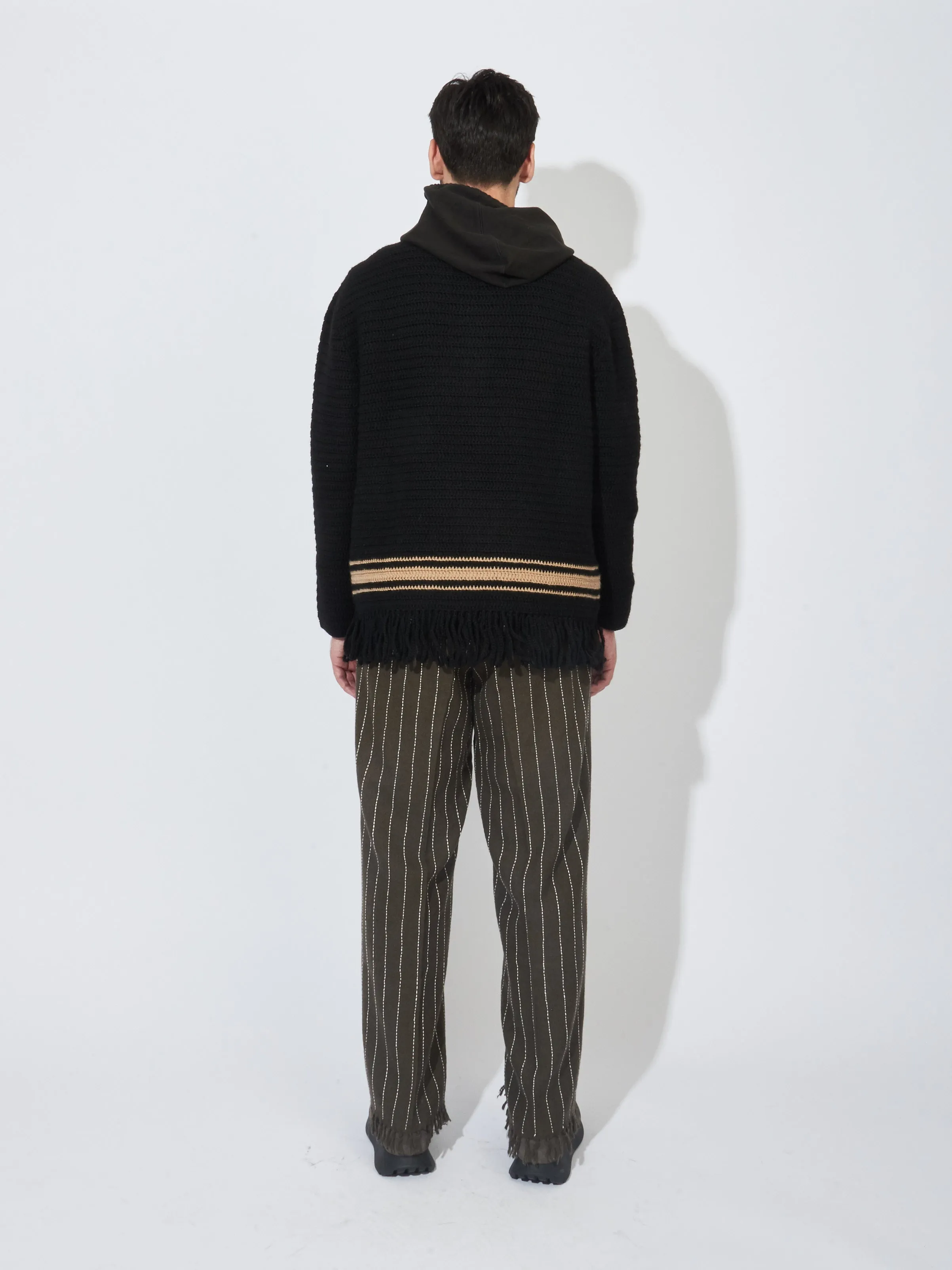 Black/Cream Braided Fringe Shirt