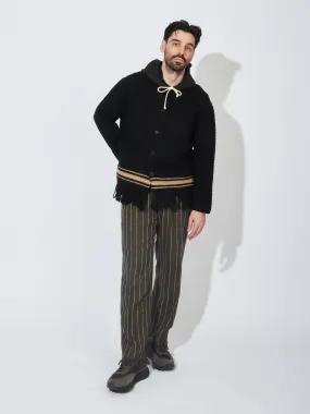 Black/Cream Braided Fringe Shirt