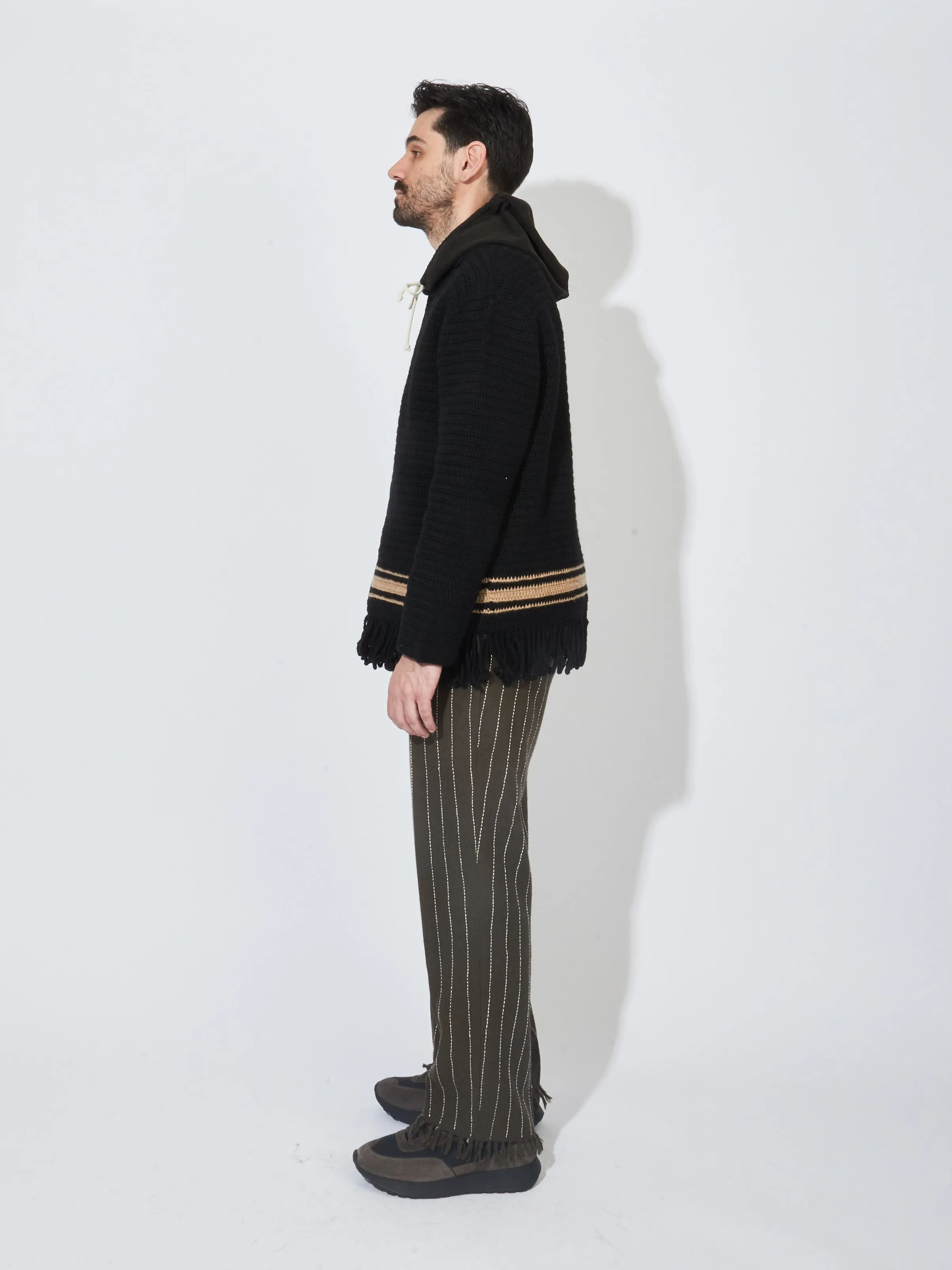Black/Cream Braided Fringe Shirt