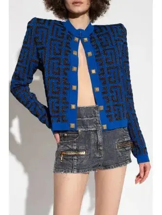 Blue and Black Monogram Cardigan