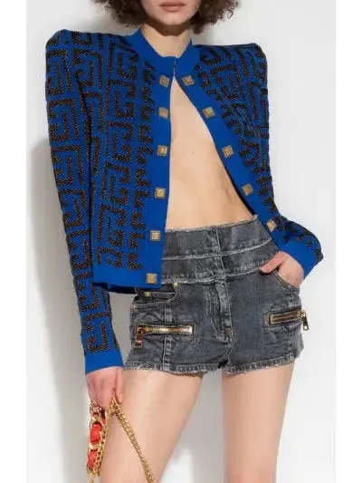 Blue and Black Monogram Cardigan