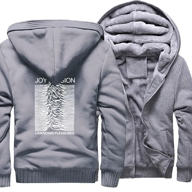 clothes man's thick zipper sweatshirt hip hop 2019 winter unknown pleasure fashion hoodies fitness jackets men wool liner coats