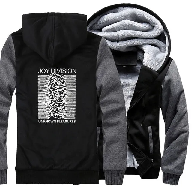 clothes man's thick zipper sweatshirt hip hop 2019 winter unknown pleasure fashion hoodies fitness jackets men wool liner coats