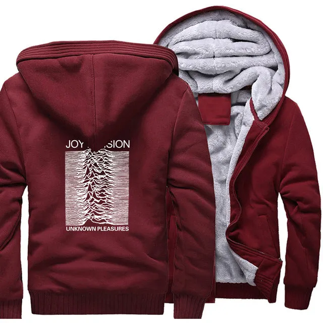 clothes man's thick zipper sweatshirt hip hop 2019 winter unknown pleasure fashion hoodies fitness jackets men wool liner coats