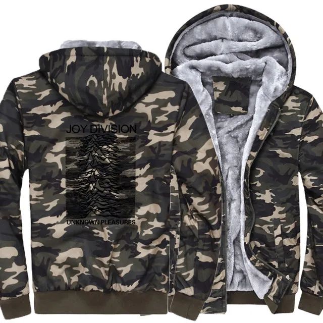clothes man's thick zipper sweatshirt hip hop 2019 winter unknown pleasure fashion hoodies fitness jackets men wool liner coats