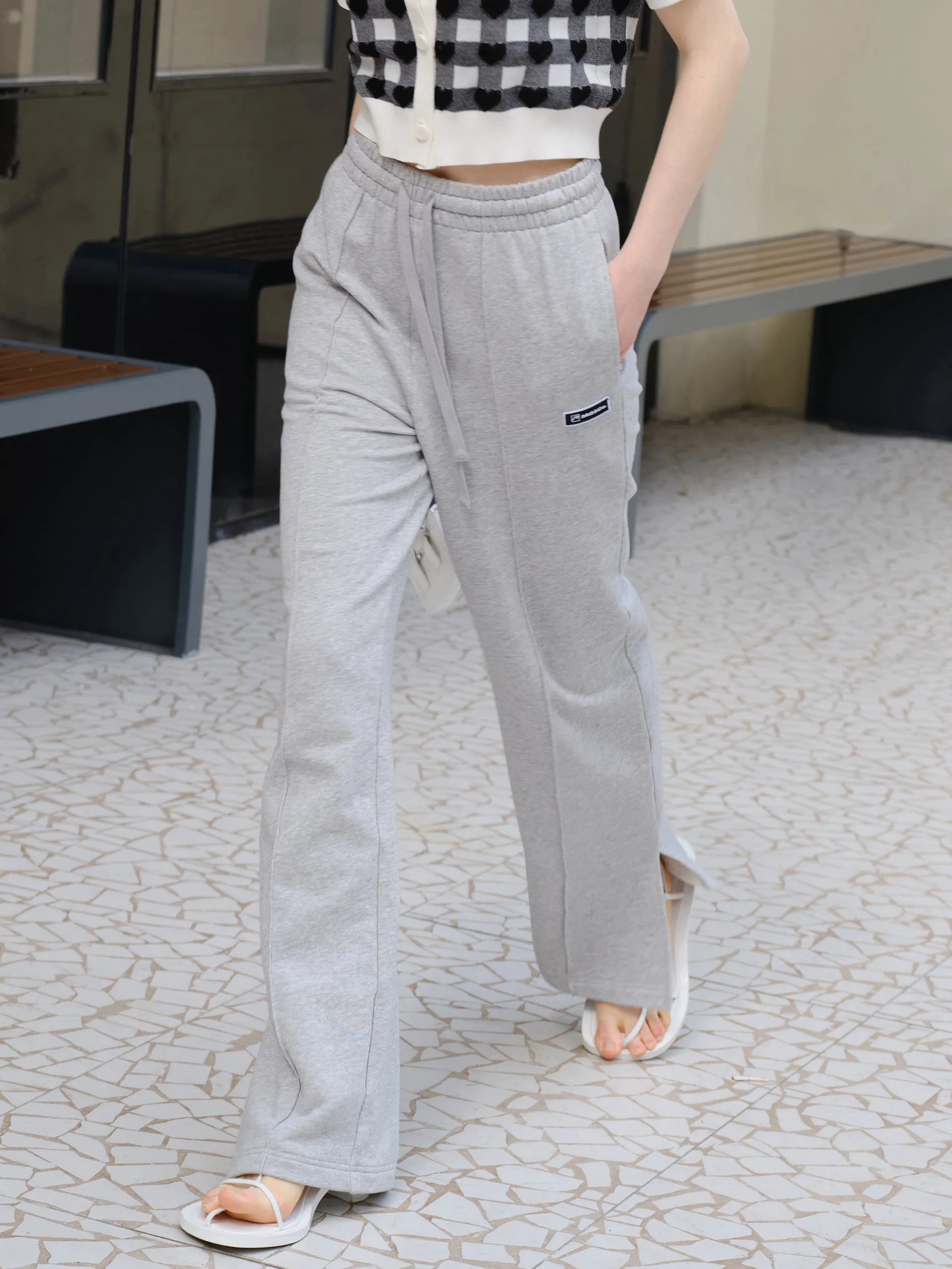 Cotton Drawstring Straight Pants