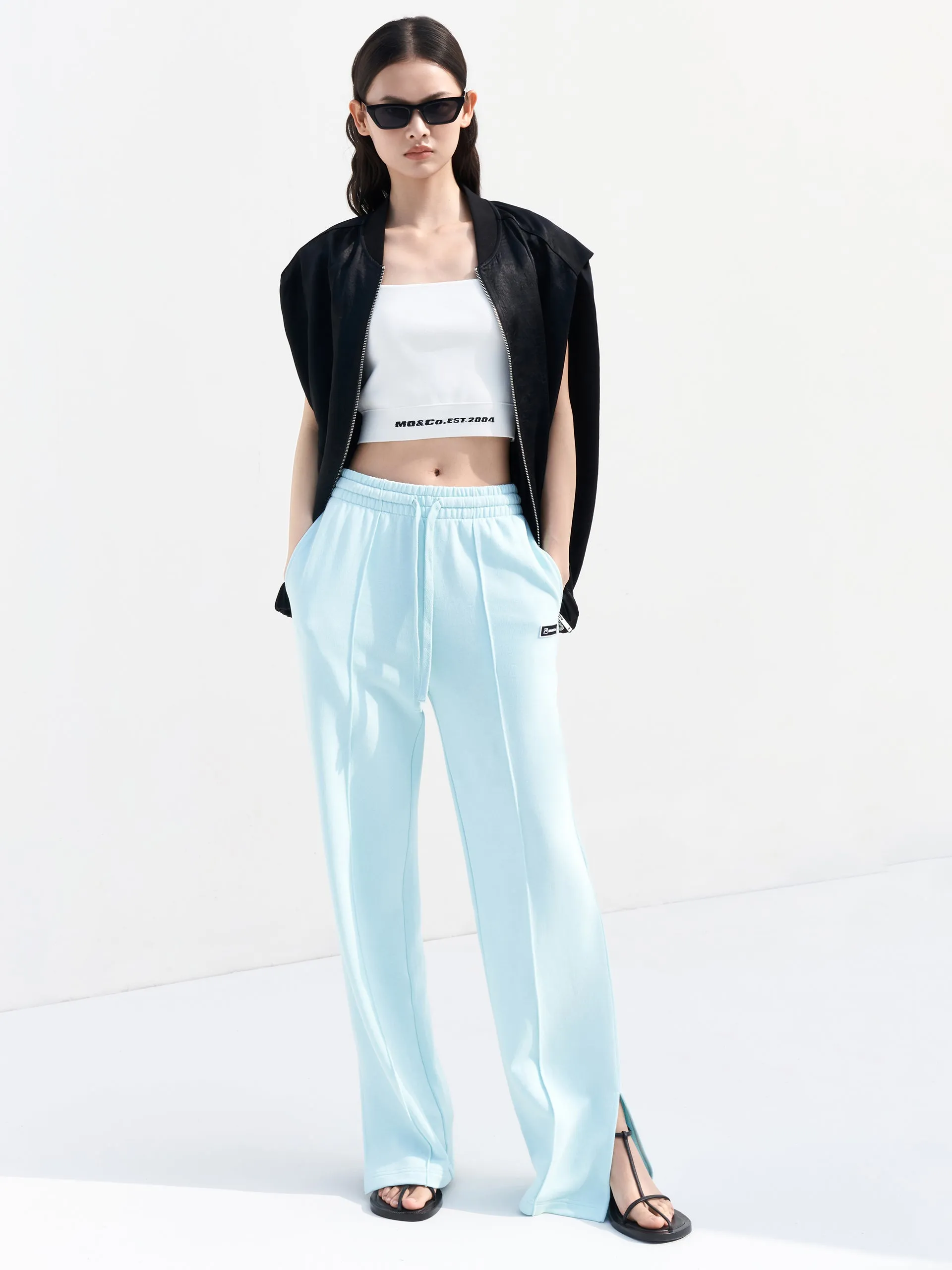 Cotton Drawstring Straight Pants
