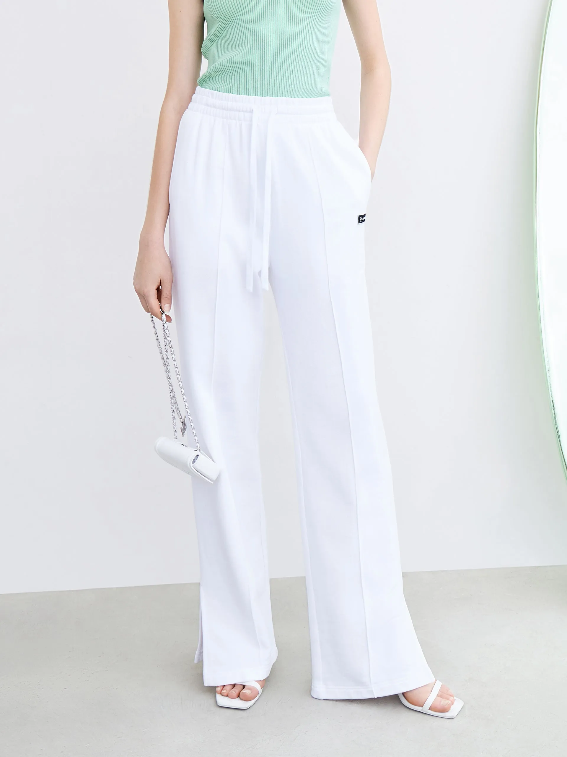 Cotton Drawstring Straight Pants