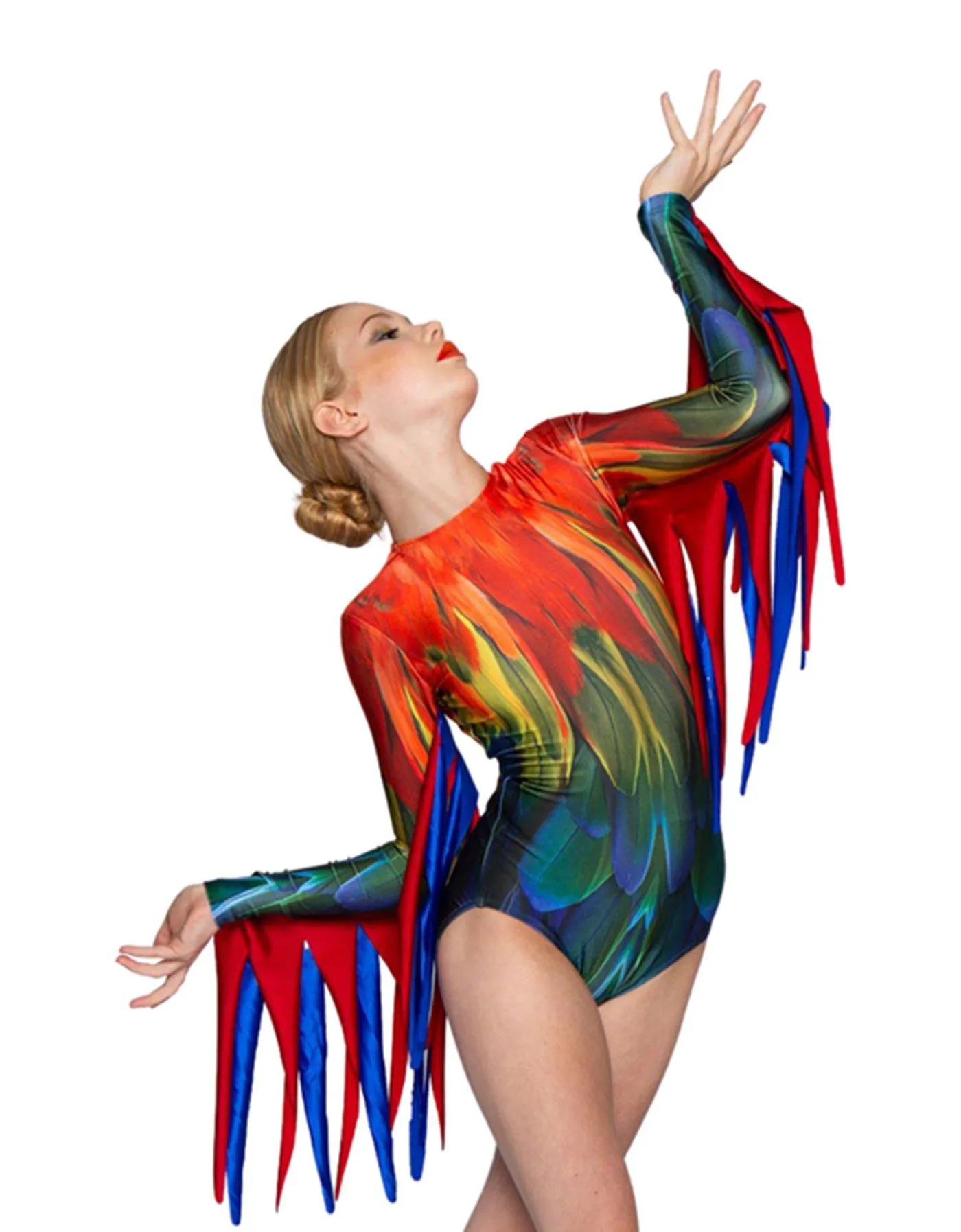 Custom Inked Lycra LS Open Back Leotard with Fringe