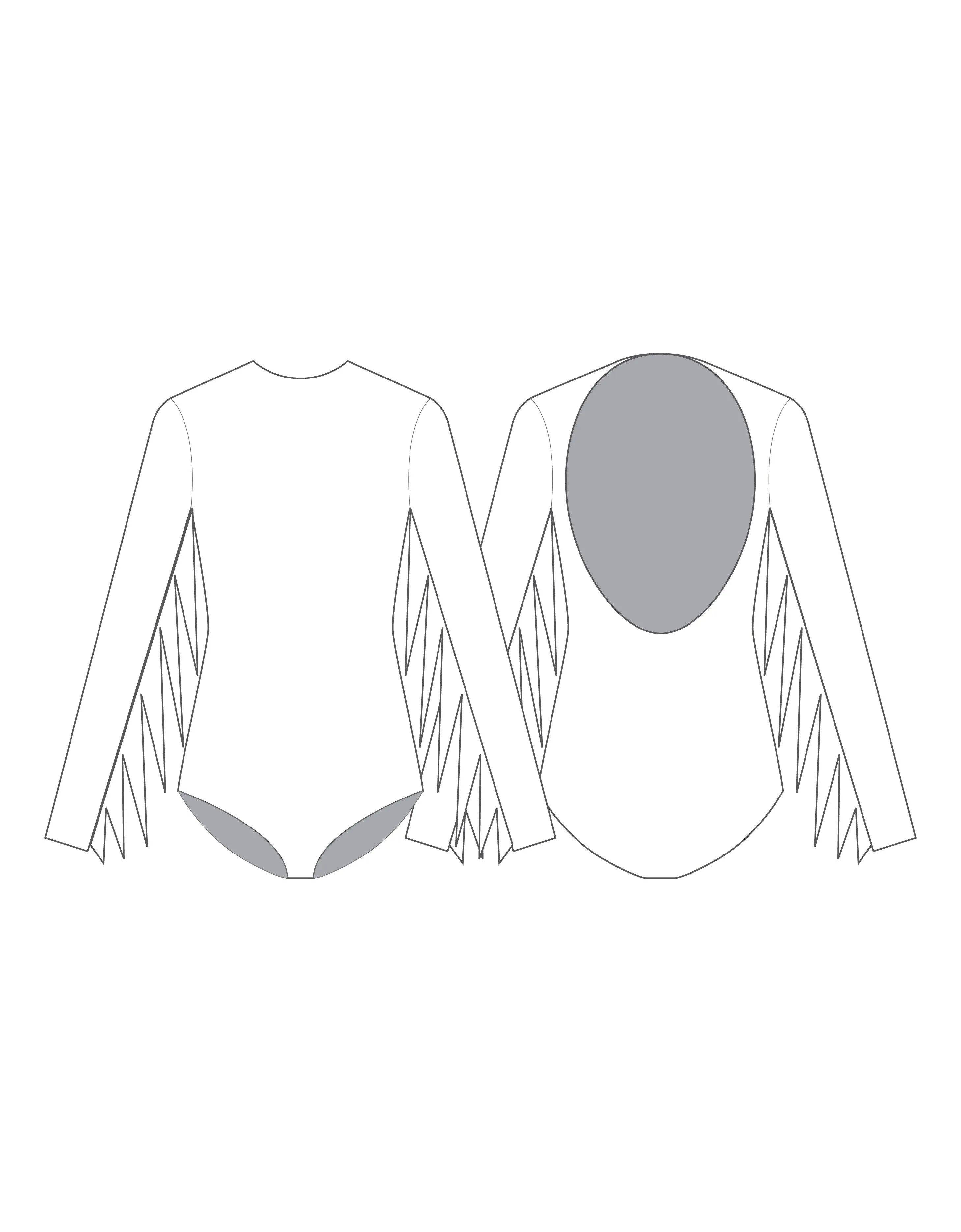 Custom Inked Lycra LS Open Back Leotard with Fringe