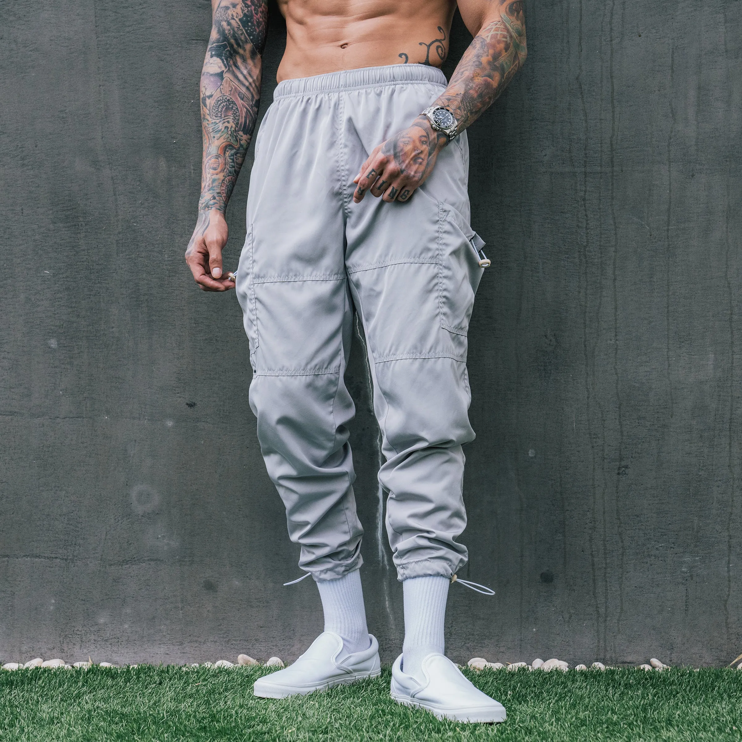 Drawstring Track Pants - Grey