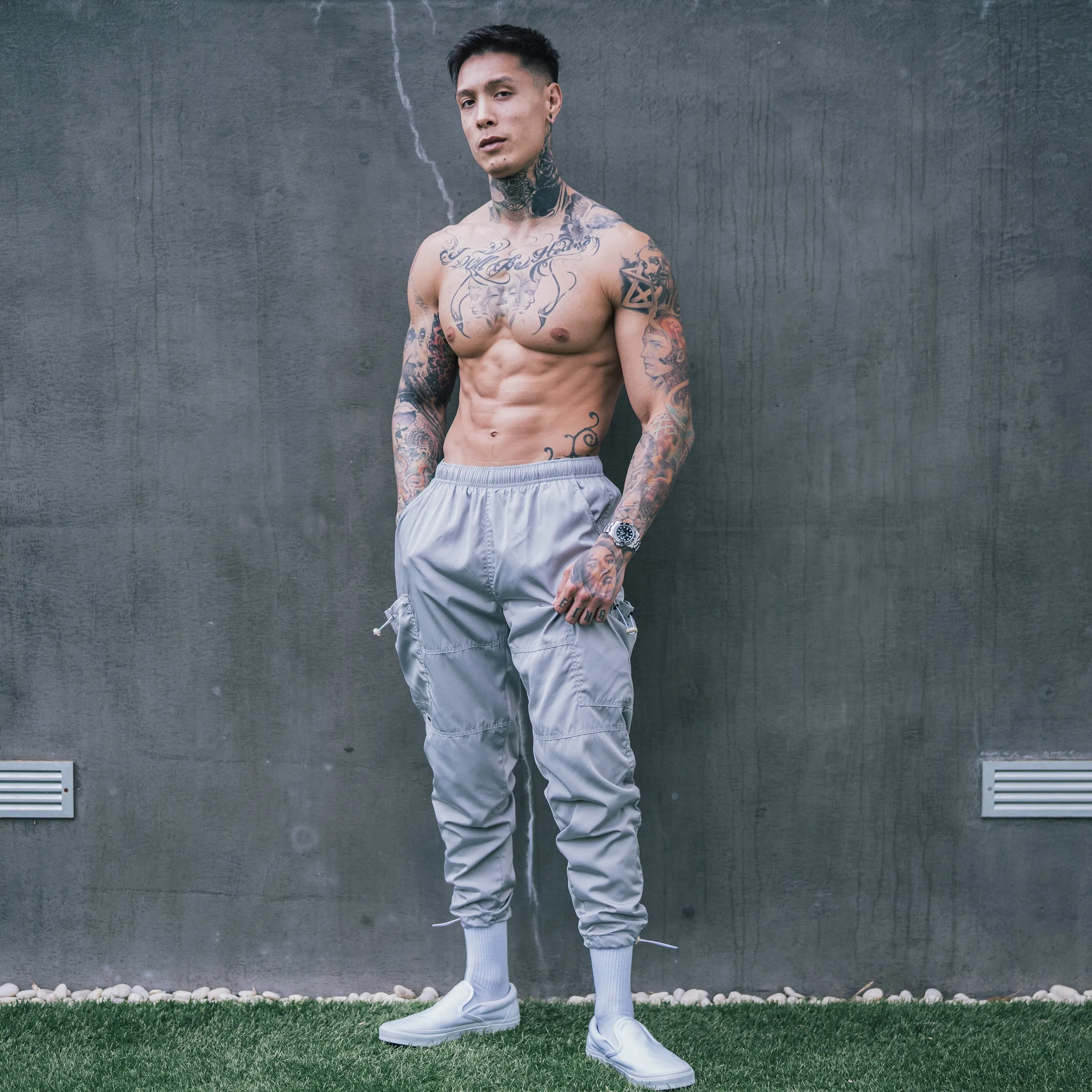 Drawstring Track Pants - Grey