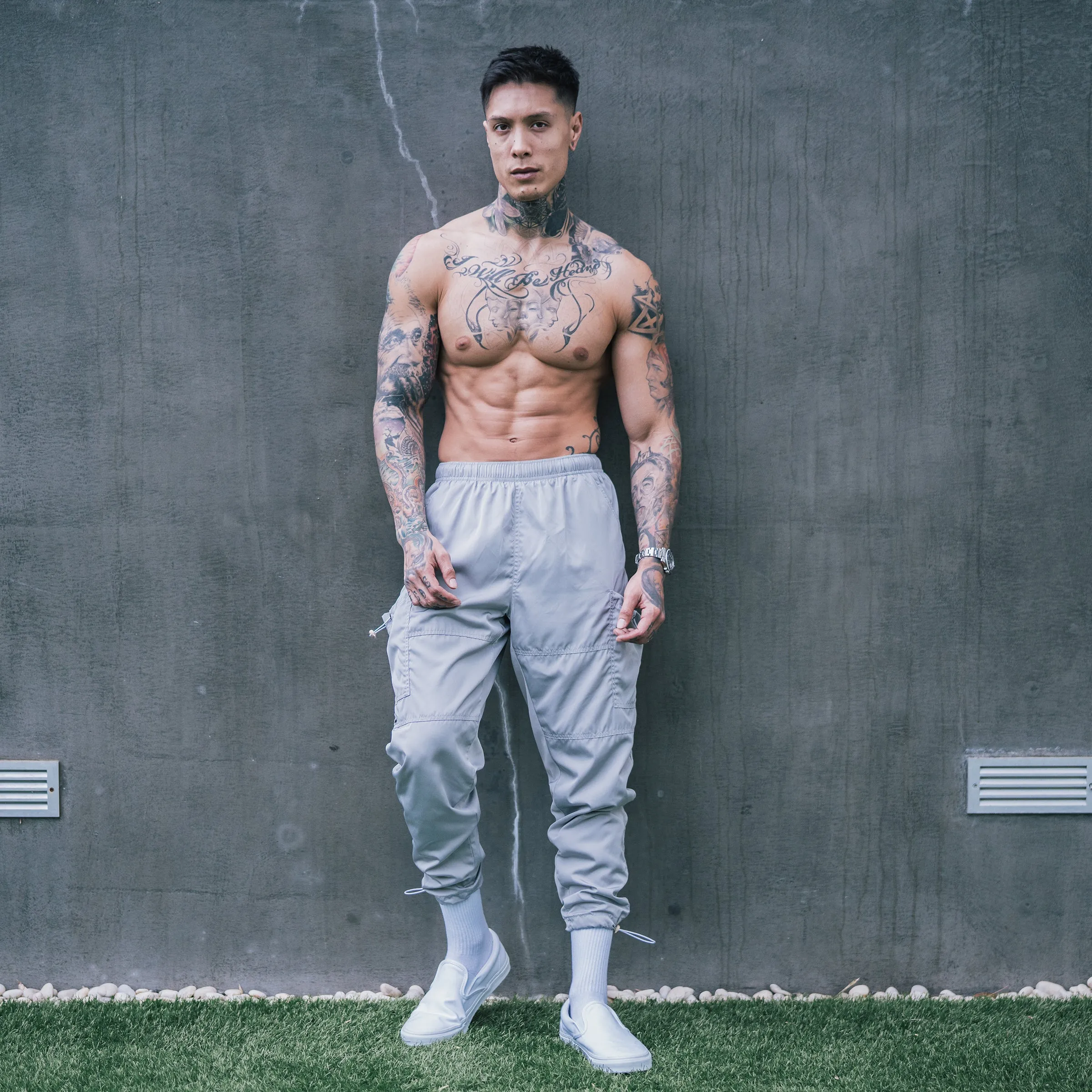 Drawstring Track Pants - Grey