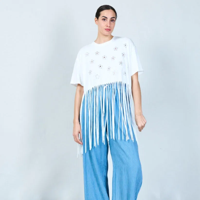 Floral fringe t-shirt wholesale