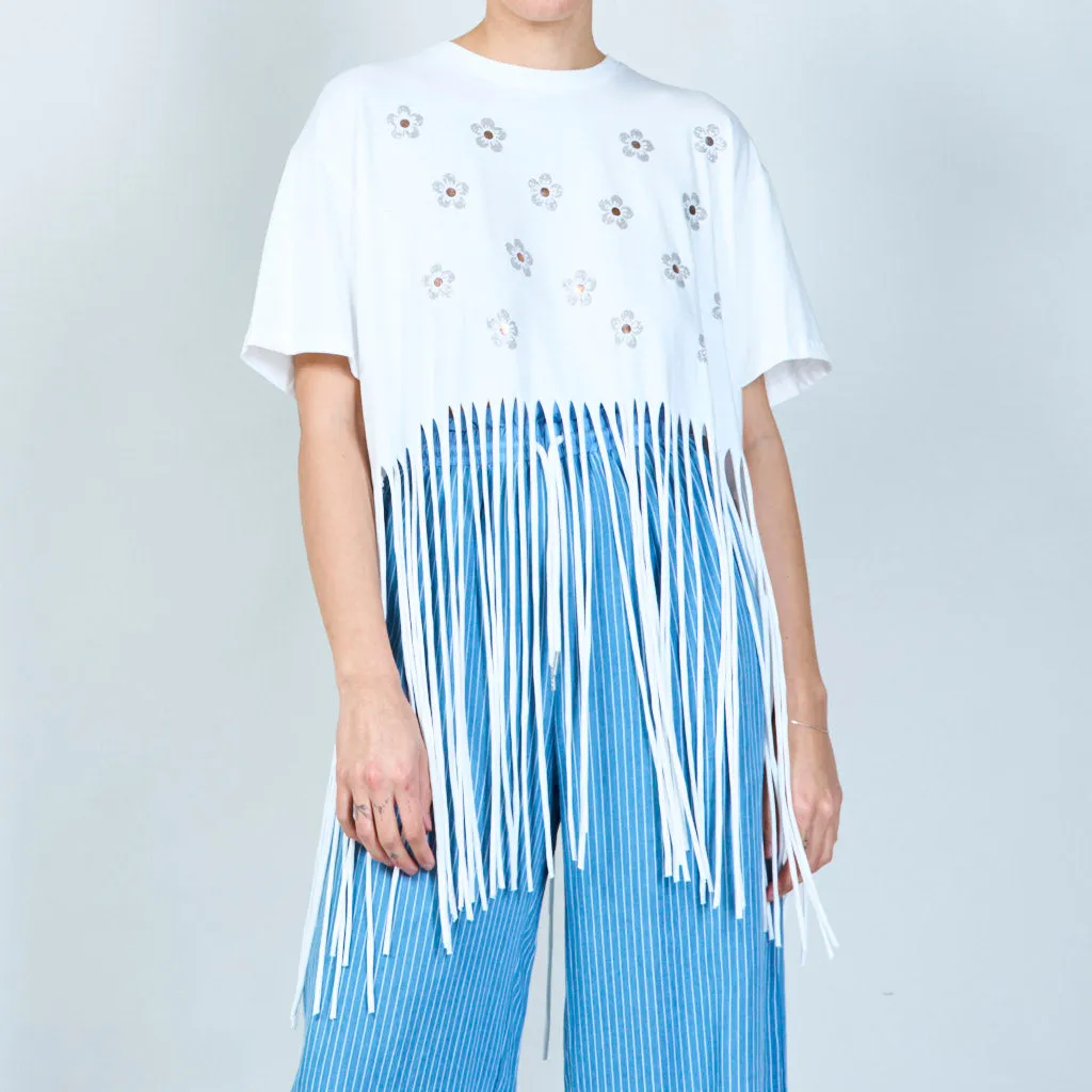 Floral fringe t-shirt wholesale