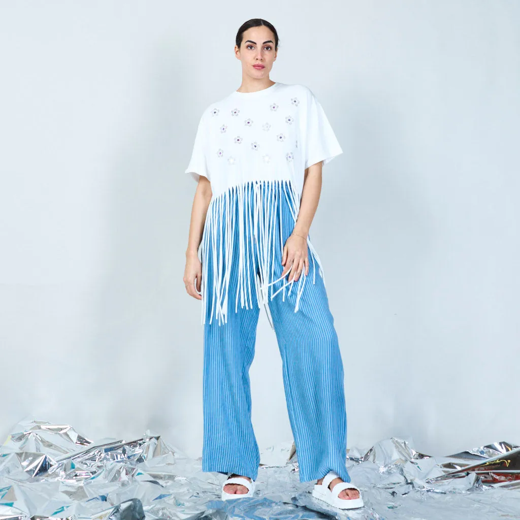 Floral fringe t-shirt wholesale
