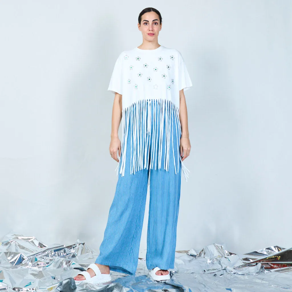 Floral fringe t-shirt wholesale