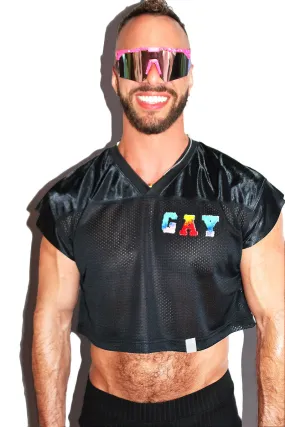 Gay Athletic Jersey Crop Tee- Black