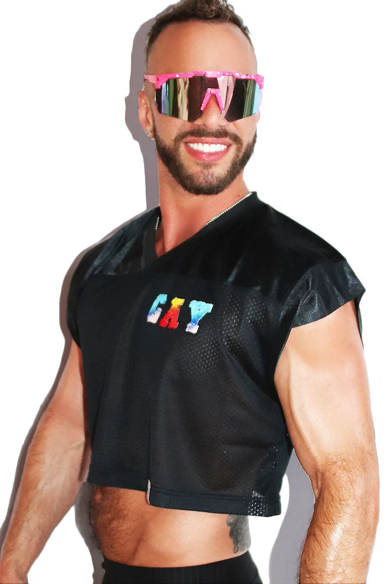 Gay Athletic Jersey Crop Tee- Black