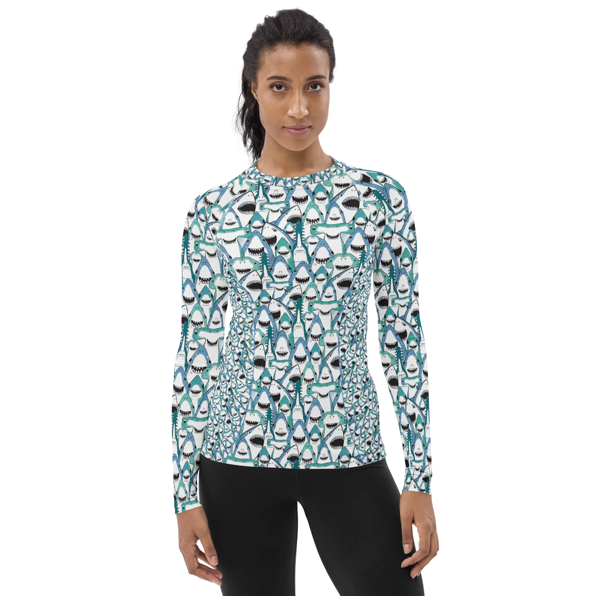 Happiest Sharks Women's Rash Guard - Warehouse