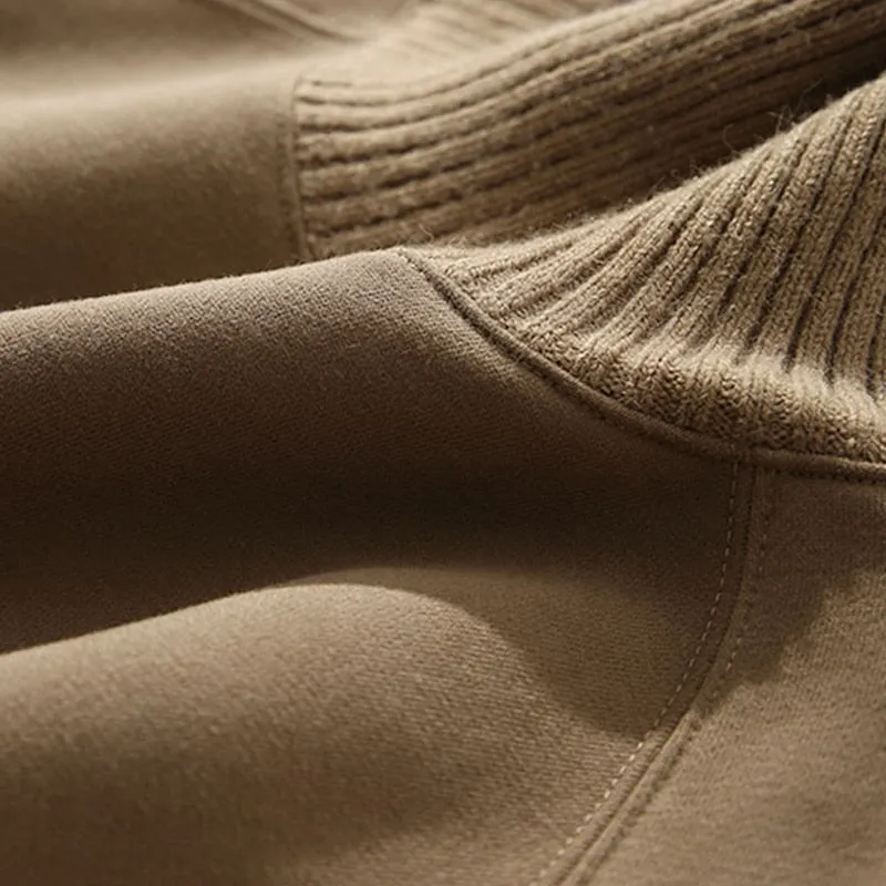 Hit Color Patchwork Loose Turtleneck Casual Sweatshirt