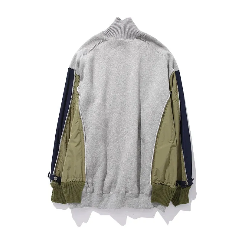 Hit Color Patchwork Loose Turtleneck Casual Sweatshirt