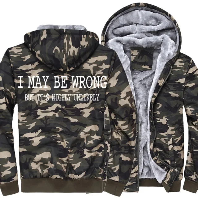I May Be Wrong but it's highly unlikely hoodies Men's winter wool liner sweatshirts 2019 Fashion casual streetwear jackets coats