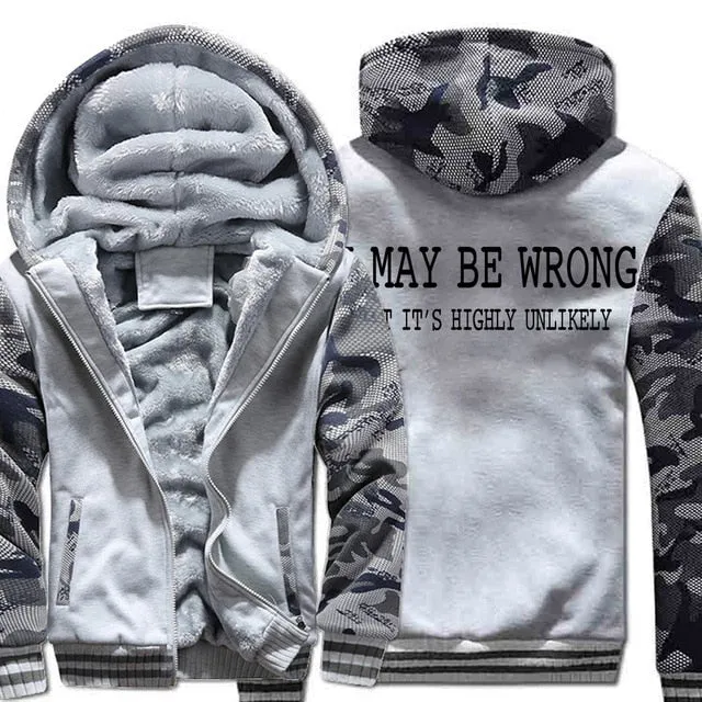 I May Be Wrong but it's highly unlikely hoodies Men's winter wool liner sweatshirts 2019 Fashion casual streetwear jackets coats