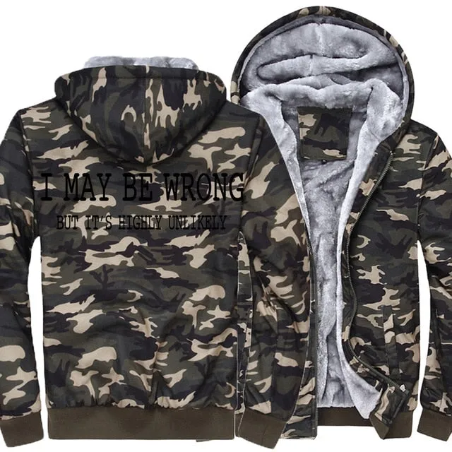 I May Be Wrong but it's highly unlikely hoodies Men's winter wool liner sweatshirts 2019 Fashion casual streetwear jackets coats