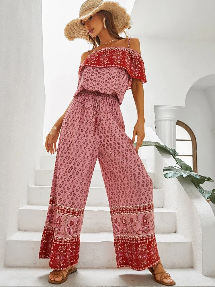 KHALEE YOSE Boho-Style Sleeveless Drawstring Pants Suit
