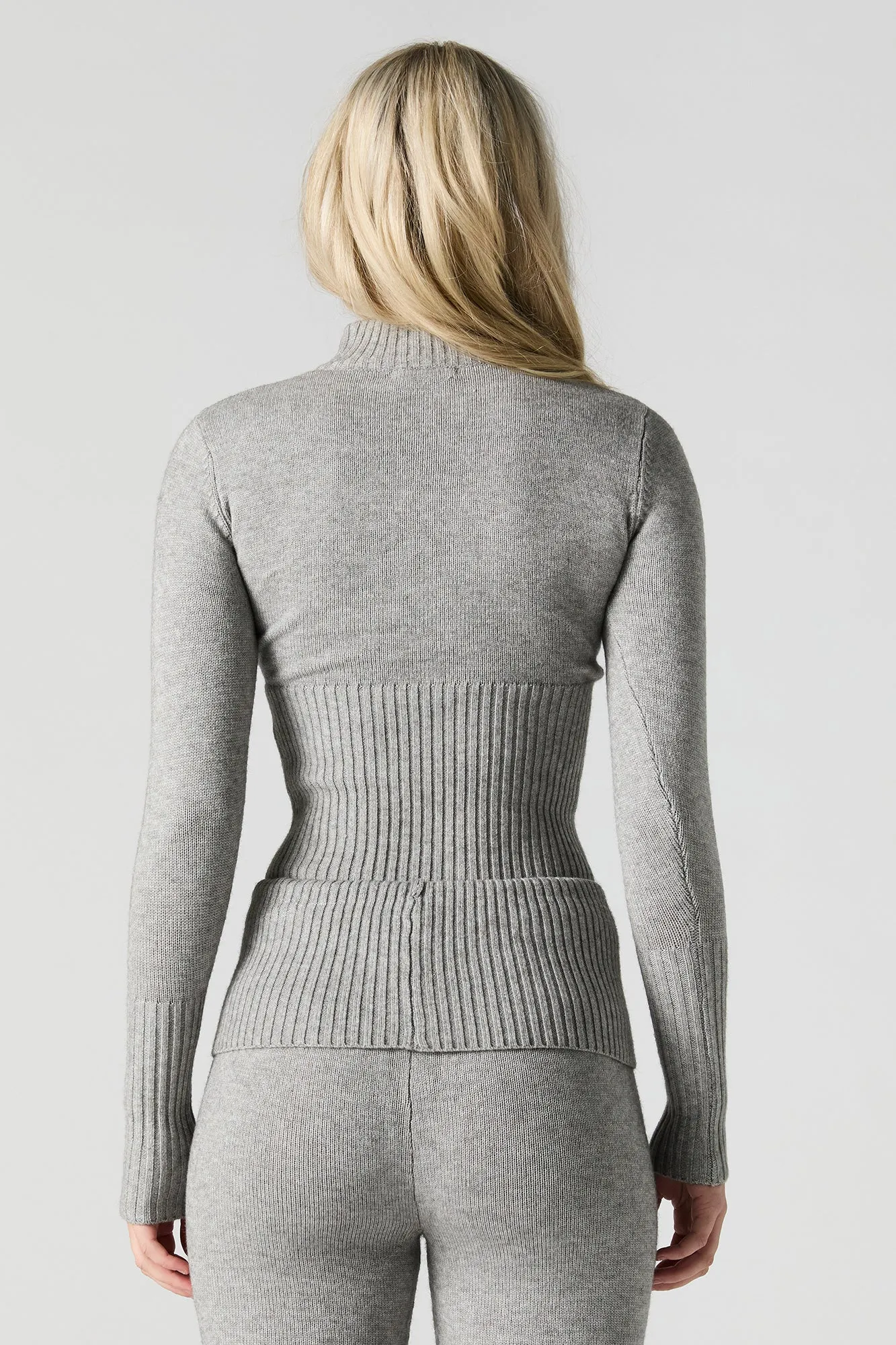 Knit Quarter Zip Turtleneck Sweater