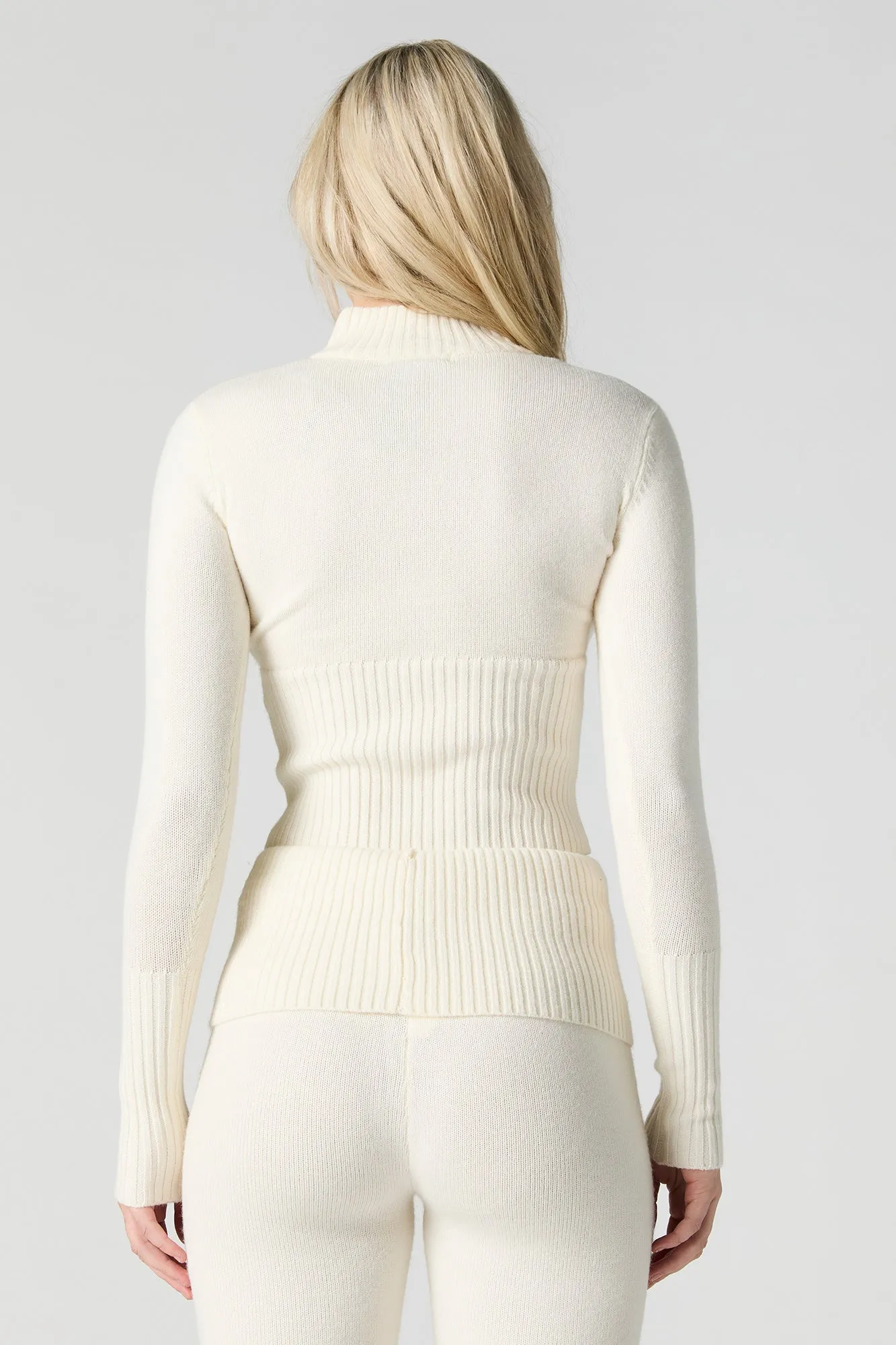Knit Quarter Zip Turtleneck Sweater