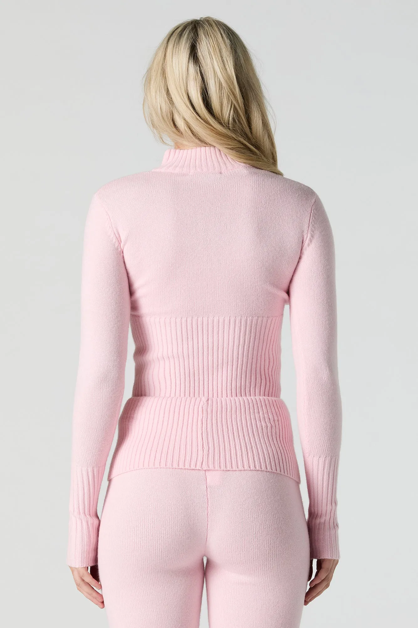 Knit Quarter Zip Turtleneck Sweater
