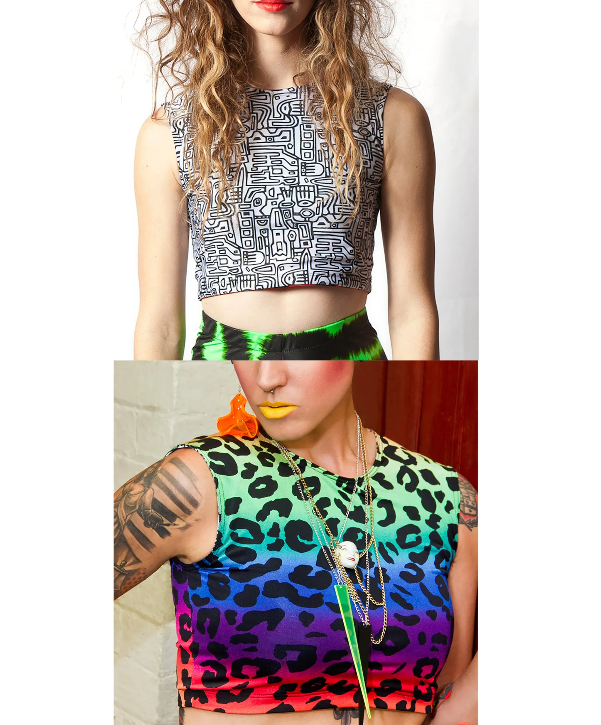 Leopard & Tribal Reversible Crop Top