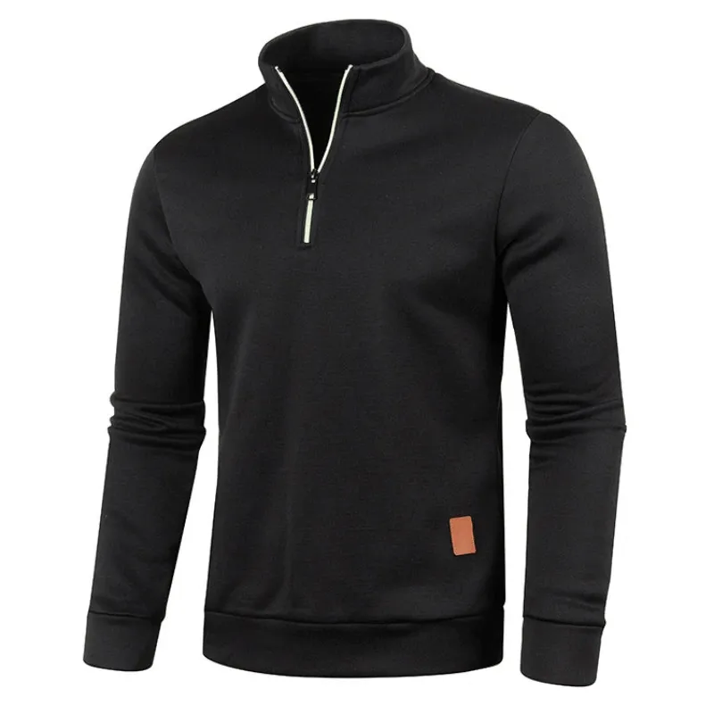 Men's Solid Color Thicker Sweatshirt with Half Zipper - SF0410