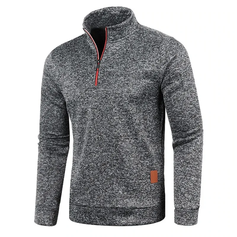 Men's Solid Color Thicker Sweatshirt with Half Zipper - SF0410