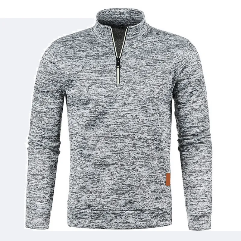 Men's Solid Color Thicker Sweatshirt with Half Zipper - SF0410