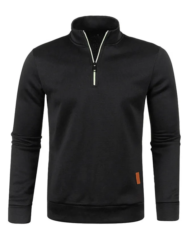 Men's Solid Color Thicker Sweatshirt with Half Zipper - SF0410