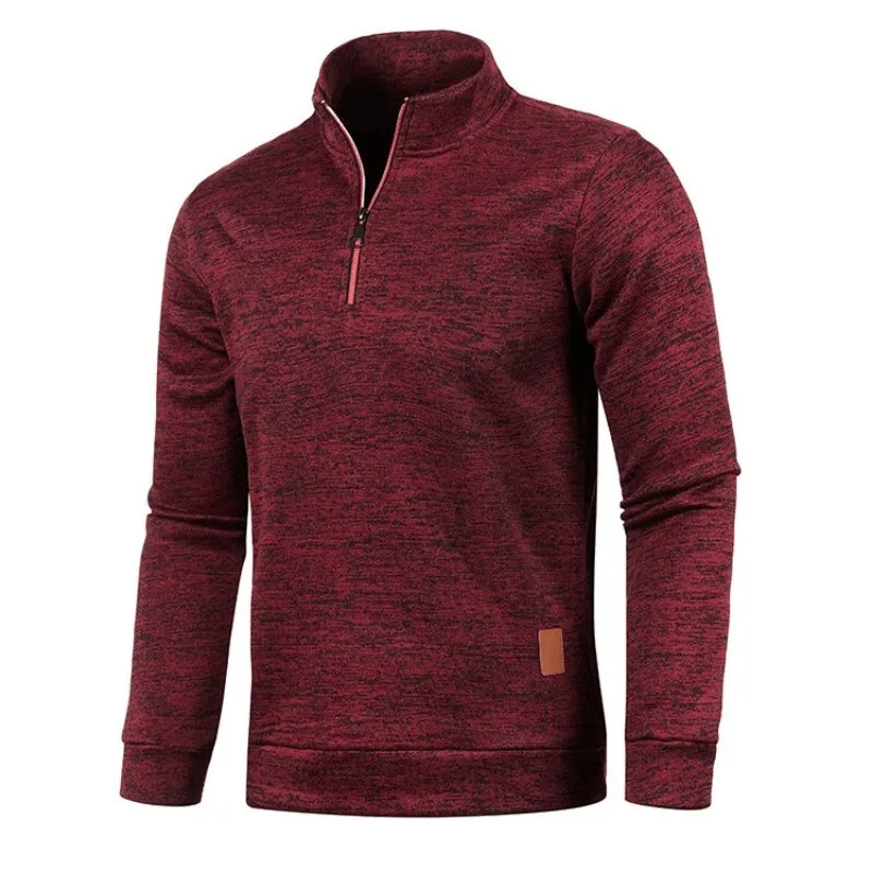 Men's Solid Color Thicker Sweatshirt with Half Zipper - SF0410